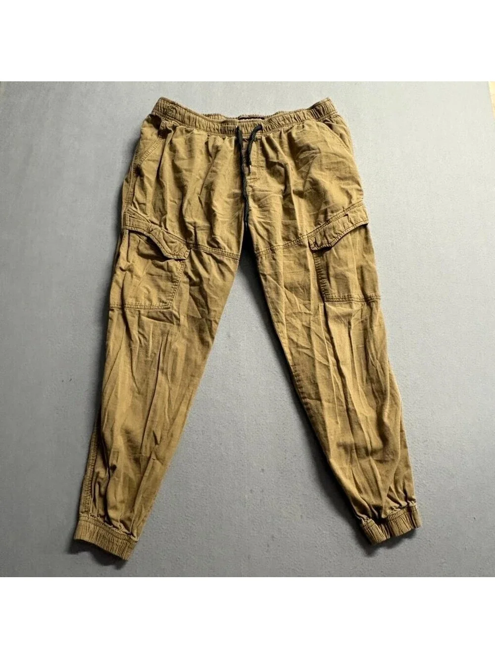 Iron Co Mens Cargo Jogger Pants Large L 36 Brown Cotton Spandex Elastic Waist